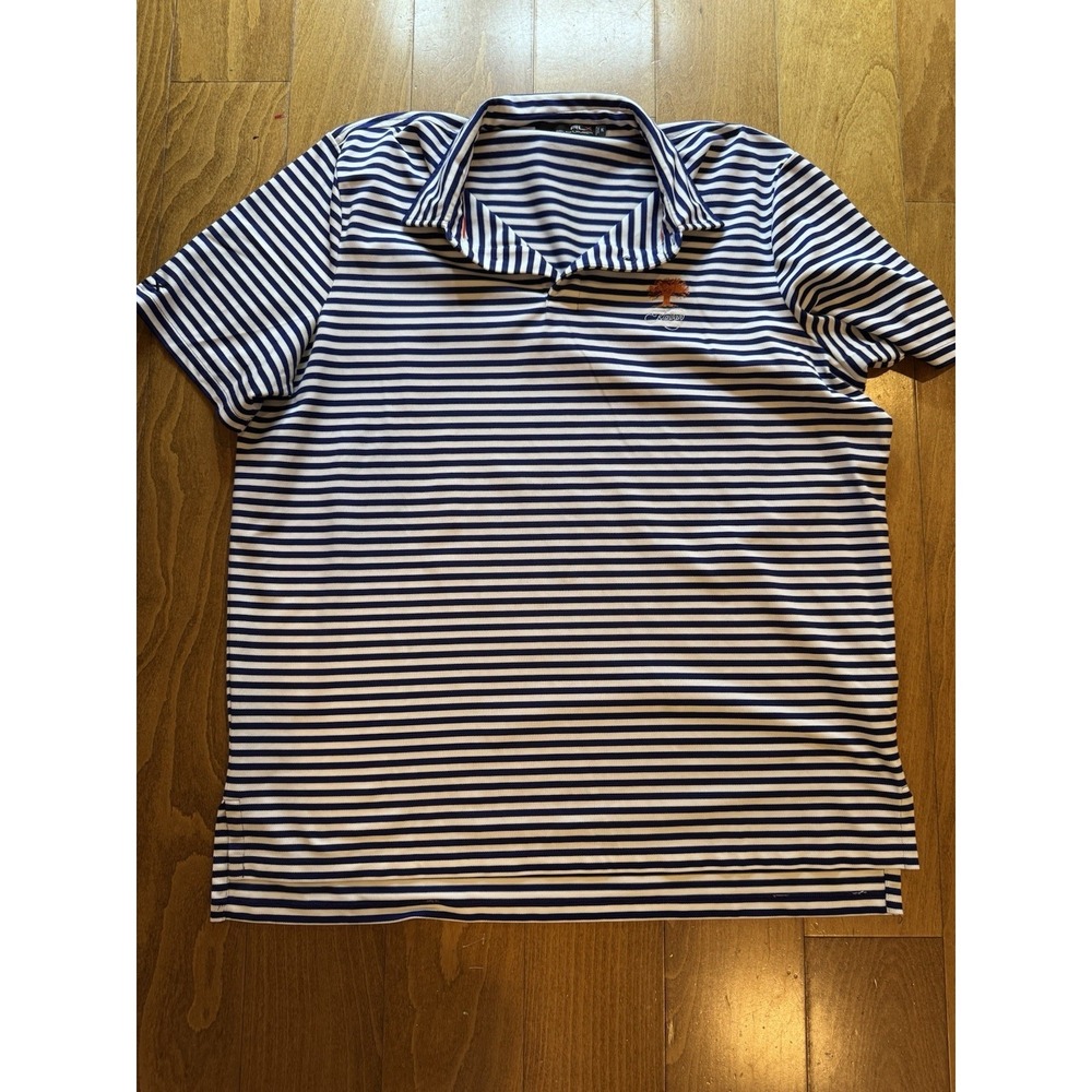RLX Ralph Lauren Men Kiawah Island Ocean Course Striped Golf Polo‎ Shirt Navy XL - Picture 4 of 5